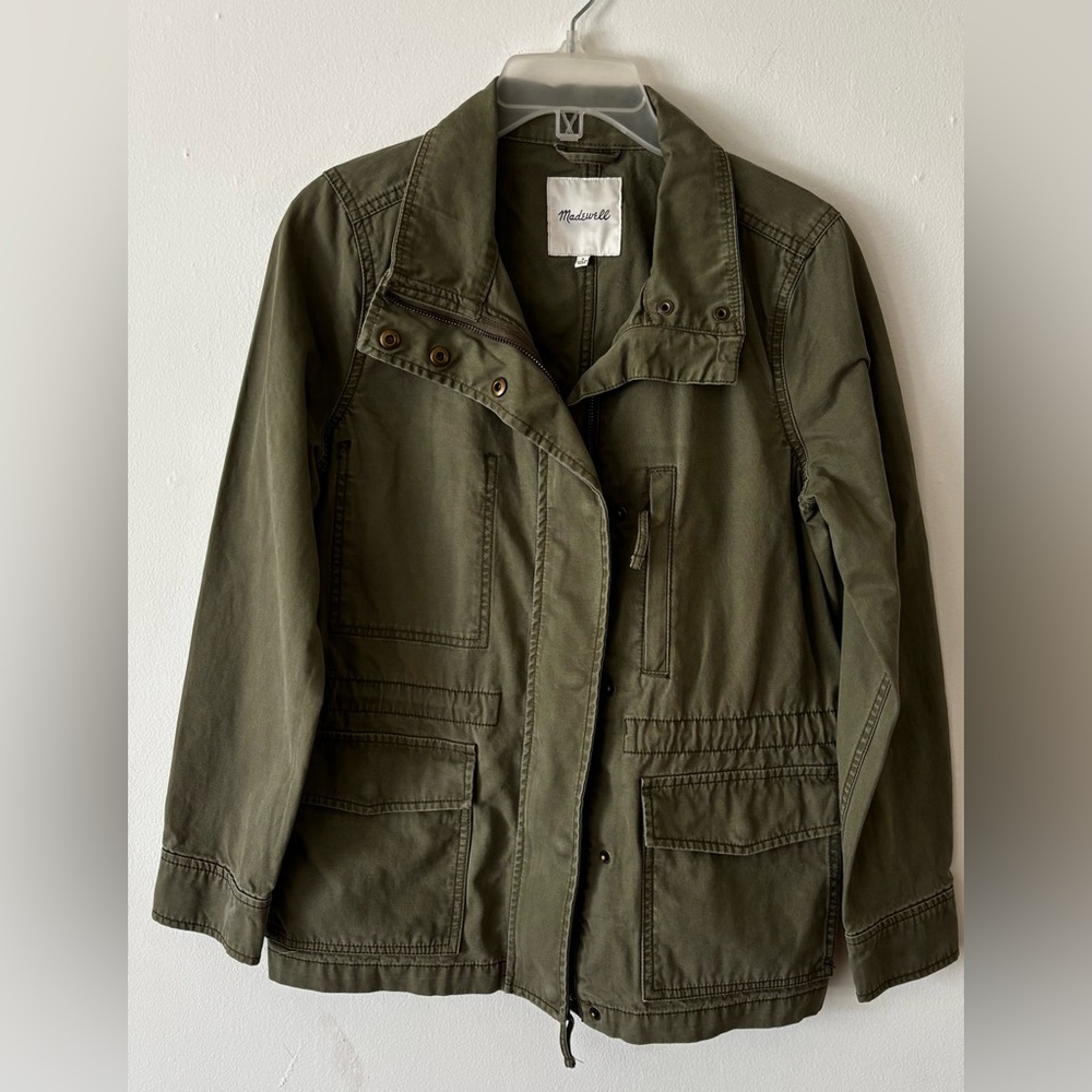 Madewell Fleet Cargo Olive Green Utility Casual Jacket Cotton size small